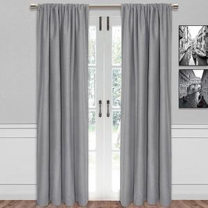 SUN+BLK Bradley Total Blackout Curtain Textured Thermal Insulated 1 Panel with Rod Pocket, Grey, 52x84, Wide Width