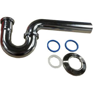 EZ-Fluid 1-1/2" Thick Heavy Duty 17 Gauge Kitchen Sink Chrome Brass P-Trap w/Brass Nuts & 1-1/2" x 1-1/4" Reducing Washer, for Sink Waste Drain P-Trap Brass Tubular Kit,Commerical Grade.(1)