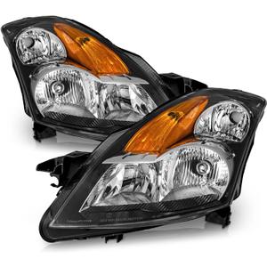WEELMOTO Headlights for 2007 2008 2009 Nissan Altima 4Dr Sedan Halogen
Clear Lens Black Housing Amber Reflector, Left+Right Side, Plug-and-Play,OEM:26010JA00A/26010JA00B