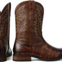 SaraIris Mens Brown Cowboy Western Working Round Toe Pull On Cowgirl Boots (Brown)