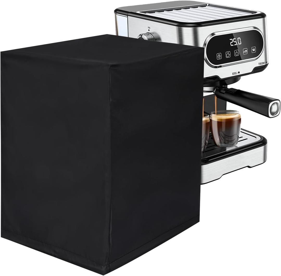 Coffee Maker Cover, Universal Waterproof Cloth Protector for Countertop Appliances in Home, Garage, and Office, Black