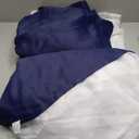 Hiasan Blackout Curtains with White Sheer Overlay, Mix & Match Double Layer Thermal Insulated Grommet Top Window Curtains for Bedroom, Living Room, 2 Drape Panels with Tiebacks,Navy Blue,42W X 96L