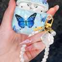 Coralogo for AirPods 2nd/1st Case with Pearl Keychain - Cute Women Glitter Shell Design Cover Girls Girly Pretty Stylish Kawaii Girlish Protective for Apple for AirPods 1/for Airpods 2 Case, Castle (Butterfly)