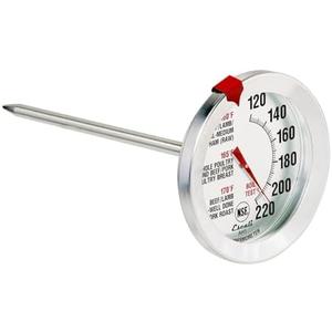 Escali AH1 Stainless Steel Oven Safe Meat Thermometer, Extra Large 2.5-inches Dial, Temperature Labeled for Beef, Poultry, Pork, and Veal Silver NSF Certified