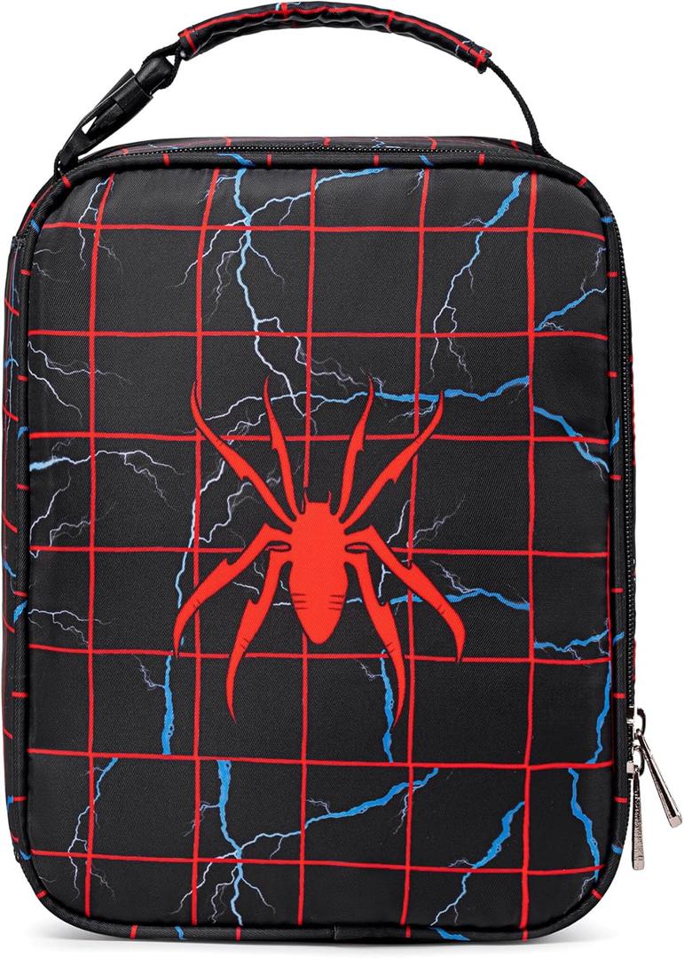 FunnyGifts Kids Boys Lunch Box Insulated Lunch Bag for 3 4 5 6 7 8 9 10 11 12 Kids For Back to School Reusable Freezable Small Cooler Bag Snack Bag for Elementary Kindergarten Primary School (Black)