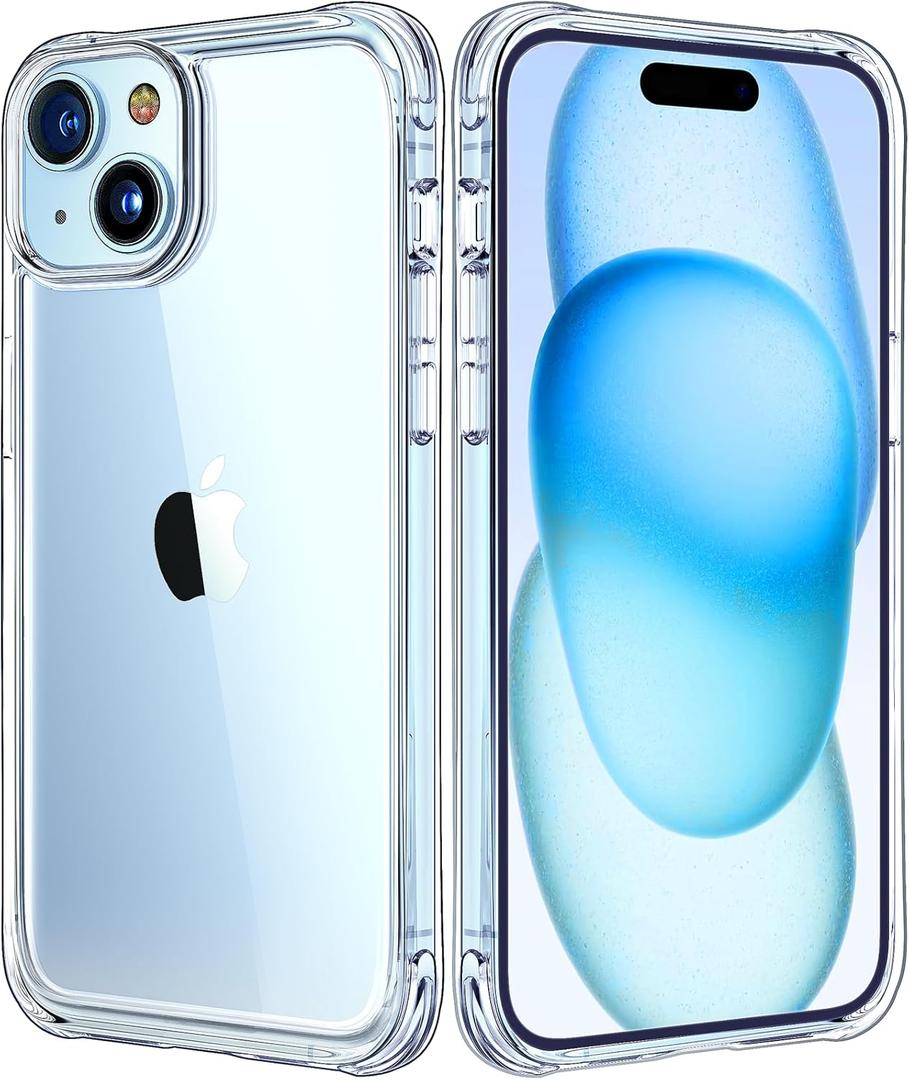 Mkeke for iPhone 15 Case Clear, [Not Yellowing] [Military-Grade Drop Protection] Clear Slim Phone Cases for Apple iPhone 15 with Shockproof Bumper 2023 (for iPhone 15 Case 6.1", 1-Clear)