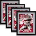 Geetery 4 Pcs Sports Magazine Frame for Wall Fits Measuring 8.5 x 11.25" Magazine Display Frame with Installed Hangers and Core Matting Plastic Comic Book Frames for Wall Hanging(Black, Grey Mat)
