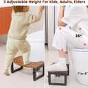 Toilet Stool Foldable,7,8,9 in Adjustable Height,Acacia Wood Poop Stool for Potty Training,Squat Potty for Adults,Squatting Position Helps Improves Bowel Health&Relieves Constipation (Patent Pending)