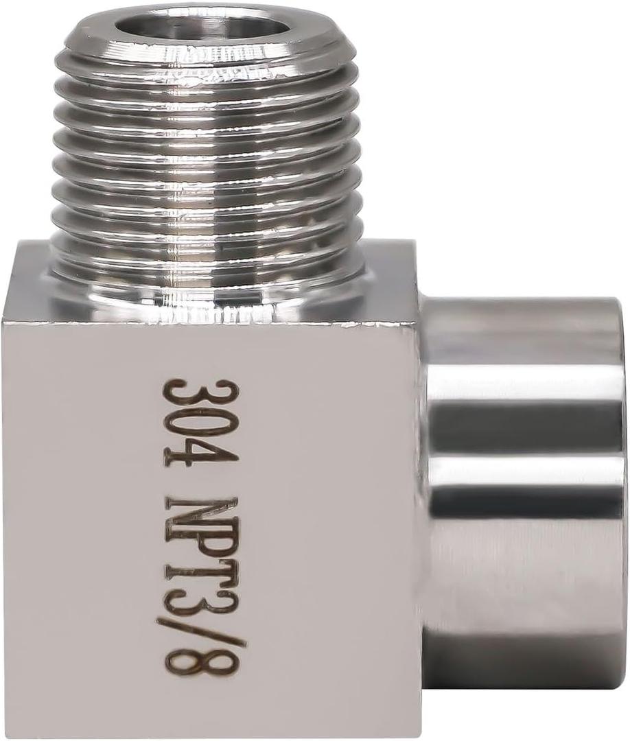 90 degree elbow pipe fitting NPT 3/8 male to NPT 3/8 female Forged street elbow, stainless steel high pressure hose elbow fitting for pressure gauge, 4350 psi, 1 pc