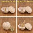 Handmade Travertine Stone Incense Resin Burner Holder Natural Stone Incense Burner with Brass Insert for Home Decor & Relaxation