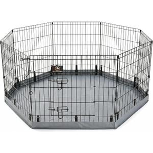 PJYuCien Dog Playpen with Bottom Pad - Metal Foldable Exercise Pen, 8 Panels 30" H x 24" W Indoor Outdoor Pet Fence Puppy Crate Kennel, Gray (Grey)