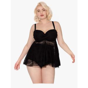 Smart & Sexy Women's Plus-Size Swimwear Top – Twist Bandeau Tankini with Built-in Support, 38DDD