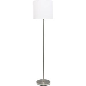 Simple Designs LF1055-WHT 57" Slim and Stylish Brushed Nickel Floor Lamp with Drum Shade, for Living Room, Bedroom, Office, White