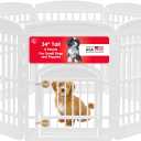 IRIS USA Dog Playpen with Door, 34 8 Panel Pet Exercise Pen Indoor Outdoor Puppy Play Pen, Portable Plastic Pet Fence for Small Medium Dogs, Foldable 63 x 63 x 34, White