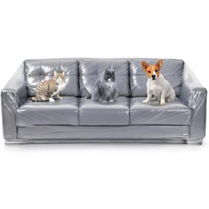 Besti Plastic Couch Cover for Pets - Clear Slipcovers for Big Sofas - Dust, Water, Dirt Furniture, Upholstery Protectors for Home, Living Room - Dog and Cat Scratch, 96x42x40