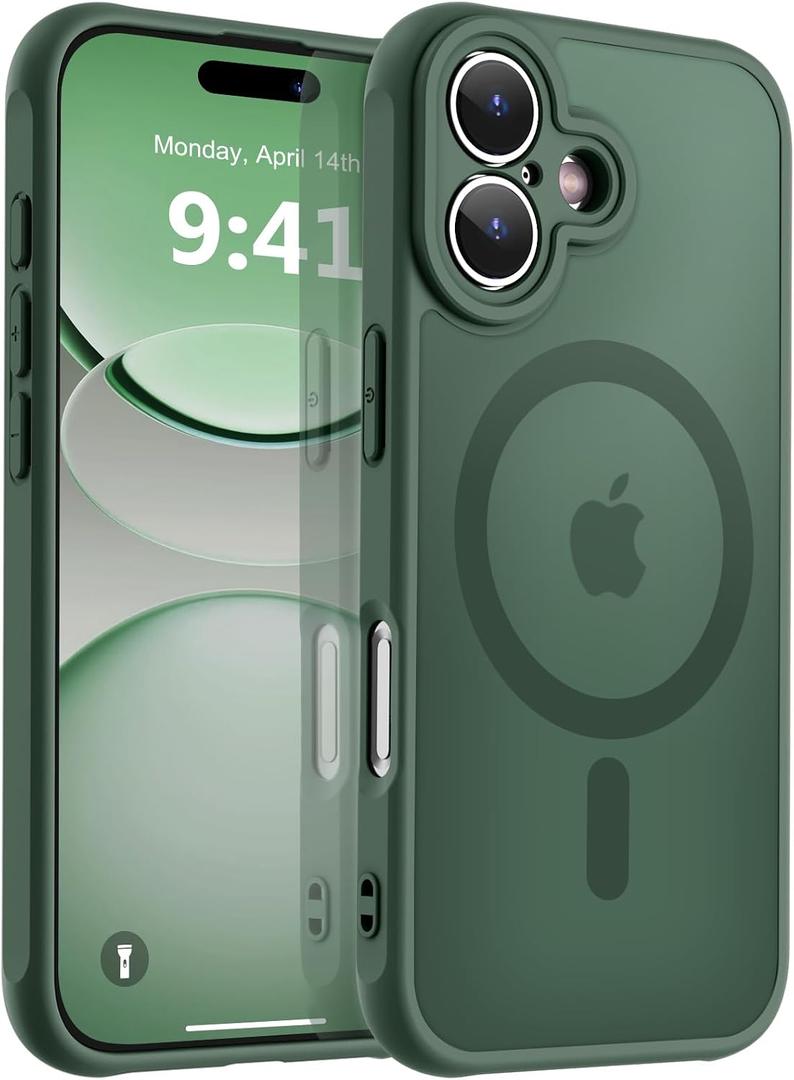 MOCCA Magnetic for iPhone 17 Case, (Compatible with Magsafe) (16FT Military Grade Protection) Full Camera Protection Anti-Fingerprint Slim Translucent Matte Phone Cover 6.3",Midnight Green
