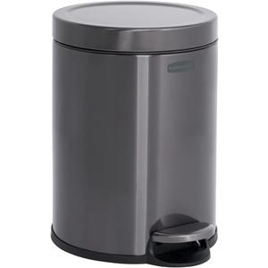 Rubbermaid Stainless Steel Round Step-On Trash Can, 1.6-Gallon, Charcoal, Wastebasket with Lid for Home/Bathroom/Kitchen/Office