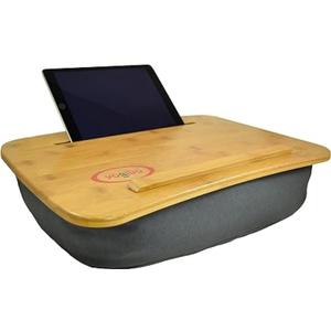 Yogibo Traybo 2.0 Lap Desk, Bamboo Top Lap Desk With Pillow for Laptop Built in Slot for Tablet or Phone, Lap Pad for Working, Reading, Writing, Lap Board, Dark Gray