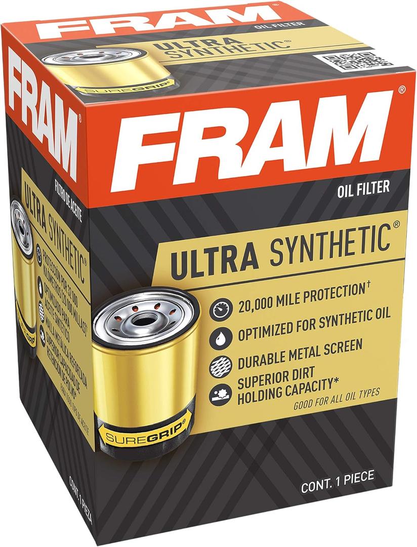 FRAM Ultra Synthetic XG9100 20K Mile Change Automotive Replacement Engine Oil Filter for Synthetic Oil Changes, Premium Vehicle Engine Protection Oil Filter for Select Vehicle Model Years (One Size)