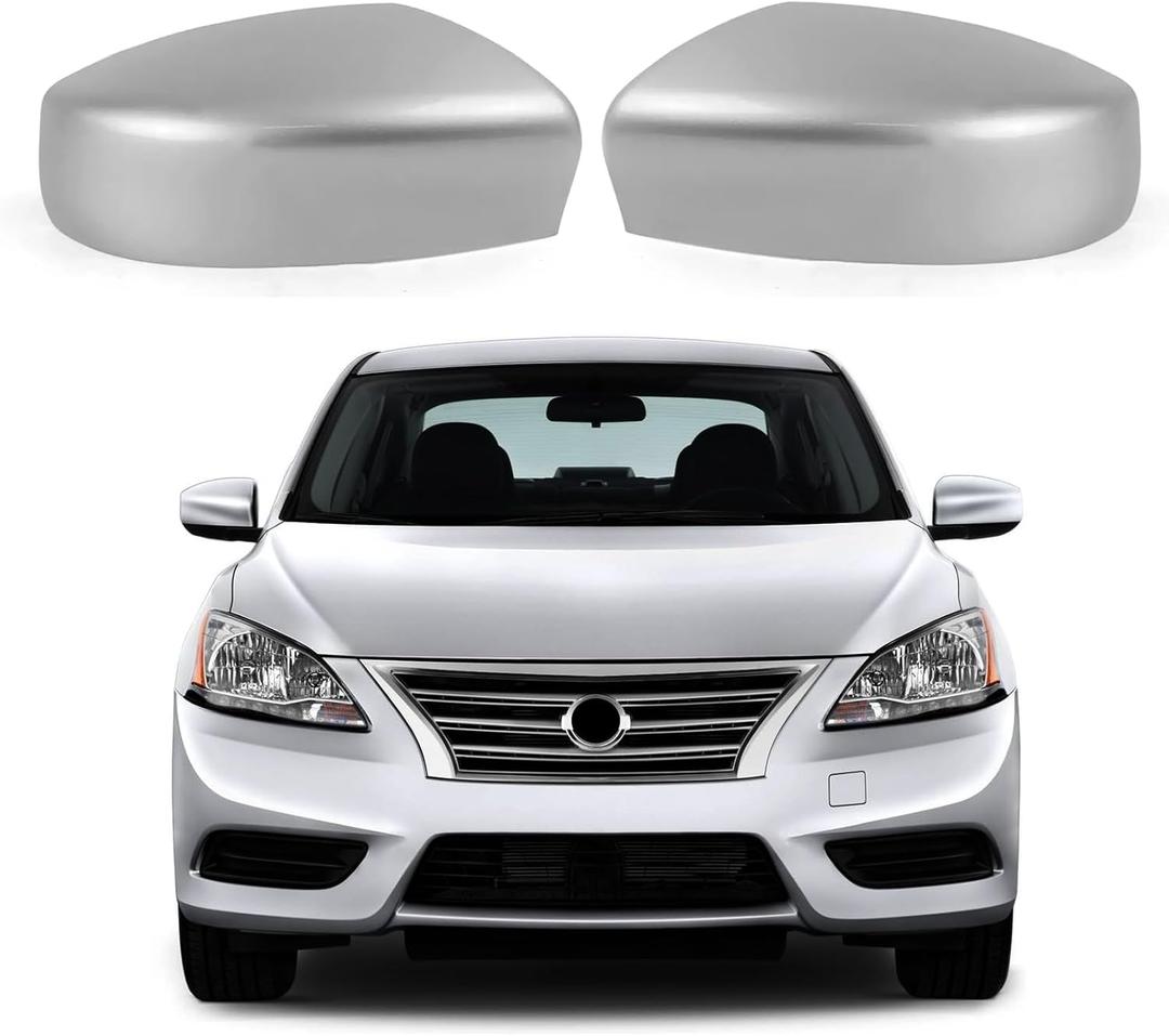 Moonlinks Compatible with Nissan Sentra 2013 2014 2015 2016 2017 2018 2019 Side Mirror Cover Replacement,Silver Left Driver & Right Passenger Side Door Rearview Side Mirror Cap Without Turn Signal