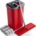 BOSHENG Mop and Bucket with Wringer Set, Flat Mop and Bucket, Squeeze Floor Mop with 3 Washable Microfiber Mops, Wet and Dry Use, Household Cleaning Tools, for Hardwood Floor, Laminate, Tile