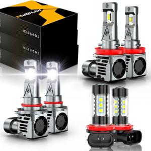 Compatible for Honda Civic Fog Light Bulbs 2016 2017 2018 2019 2020, 9005 High Beam H11 Low Beam H8 Fog Bulbs Combo Kit, 6000K White 600% Brightness, Plug n Play, Pack of 6