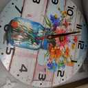 Watercolor Spring Flower Wall Clock, Vintage Wooden Silent Non-Ticking Battery Operated with Arabic Numerals, Decorative for Kitchen, Office, 10 Inch