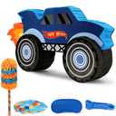 27" Race Car Piata, Monster Truck Pinata Bundle with Blindfold and Bat Party Favors for Kids Boys Exciting Party Games Supplies