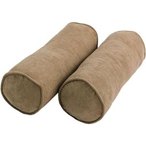 Blazing Needles Corded Microsuede Bolster Pillow, 20" x 8", Java 2 Count