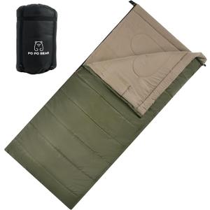 PO PO BEAR Zero Degree Sleeping Bag for Adults 100% Cotton Flannel Tall and Big (84" x 40" Right Zip, 0F Green)