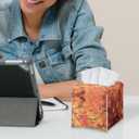 Maple Leaf Tissue Box Cover Square Facial Tissue Holder Storage for Bedroom Bathroom Night Stand Car Modern Home Decorative with Buttons Napkin Case Covers Thanksgiving Decor