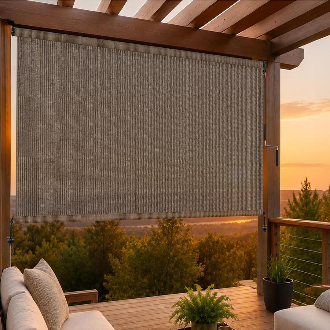 OKBA Sun Shades Outdoor Patio 6'W x 6'H,Patio Roller Shades Roll Up Blinds, 72"W x 72"H
