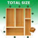 Bamboo Drawer Organizer Set, 5-Piece Storage Trays for Kitchen, Bathroom, Office Desk, Makeup & Junk Drawers,Utensils
