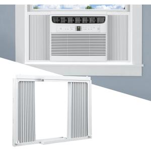 Window AC Side Panel with Frame Set,Air Conditioner Accordion Filler Curtain Replacement for Window AC Units,Fits Most 5,000 BTU Units,White,2 Pack