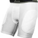 Franklin Sports Youth Compression Sliding Shorts - Kids Compression Underwear with Cup Pocket - Padded Baseball Sliding Short (Large, White/Black)