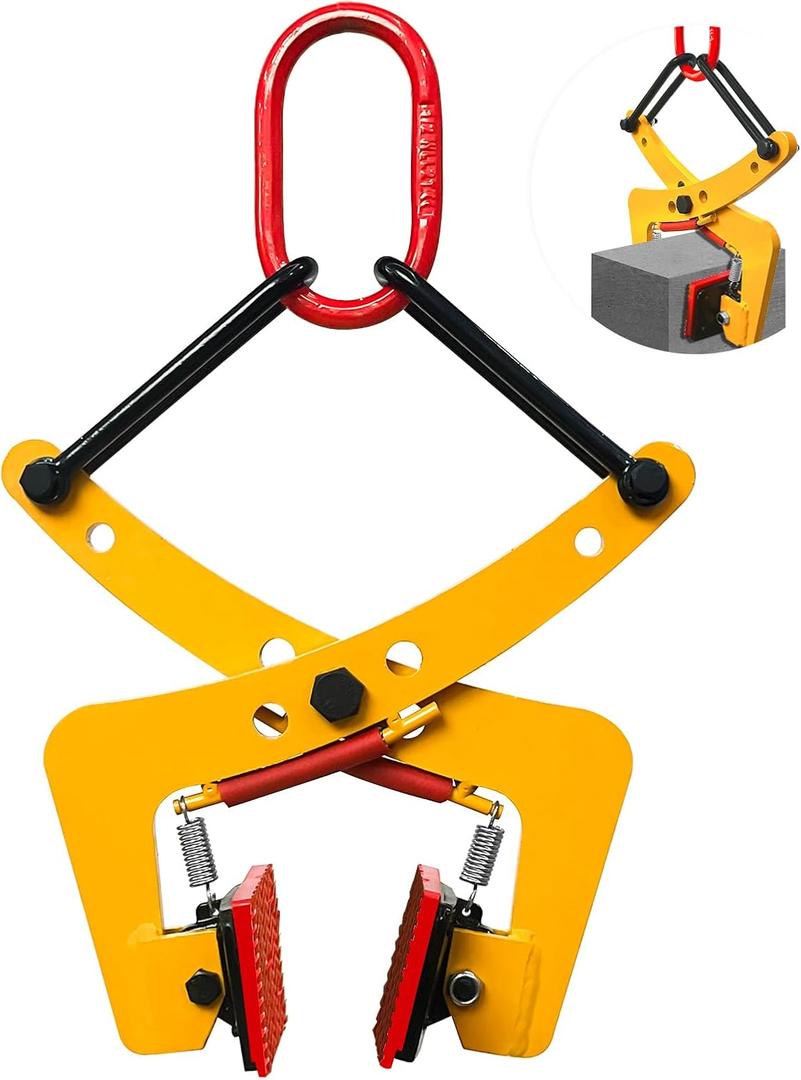 Granite Lifting Clamp 6", 350kg Stone Lifting Clamps 40mm-180mm, Vertical Stone Clamps, Heavy Duty Stone Carrying Clamps for Lifting and Transporting Concrete Block Granite Slab Stone Slab (Yellow)