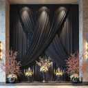 leegleri 60ft20ft Black Ceiling Curtain Drapes for Weddings Parties, Wrinkle Free Polyester Draping Fabric Black Drapery for Party Tent Canopy Hotel Banquet Hall Ceiling Decor-12 Panels 520ft, 60"W x 240"L