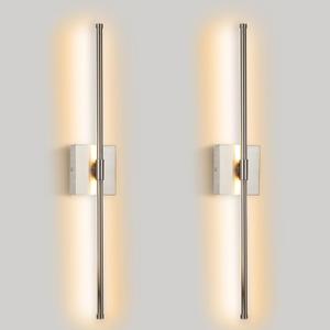 Modern LED Wall Sconces Set of Two, Hardwired Wall Sconces, 3000K Warm Light Wall Lamp, Wireless Nickel Wall Light Fixtures for Living Room, Bathroom, Bedroom, Nickel, 2 Pack