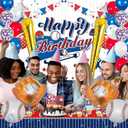 Baseball Birthday Party Decorations, Baseball Balloons Party Supplies, Including 40 Navy Blue Balloons, Theme Background, Tablecloth, Happy Birthday Banner, Cupcake/Cake Toppers