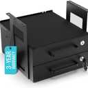 Under Desk Drawer Slide-Out  Lockable Metal Storage Drawers with Cable Management for Office & Home (Double, Bracketed)