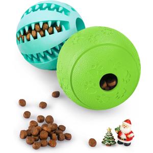 HIPPIH Dog Puzzle Toy 2 Pack, Interactive Dog Toys for Treat Dispensing, Durable Puppy Toys for Teething, Dog Treat Ball for Teeth/Slow Feeder/IQ Training/Playing, Blue-2.75, Green-3.14