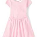 The Children's Place,Girls,Skater Dress, Short SleeveRose Mist,Small, 5/6