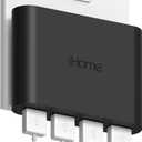 iHome Slim 4-Port USB Wall Charger, AC Pro Multiport Plug Adapter, Phone Charging Block with 4 Ports, Flat USB Wall Adapter for Home & Travel