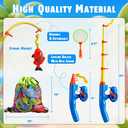 CozyBomB Magnetic Fishing Toys Game Set for Kids | Water Table Bathtub Kiddie Pool Party Pole Rod Net, Outdoor Plastic Floating Fish, Toddler Bath Color Ocean Sea Animals Birthday Gift Age 3-5 6 4-8
