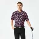 Golf Shirts for Men Dry Fit Performance Print Short Sleeve Moisture Wicking Golf Polo Shirts (3X-Large, Pink Palm)