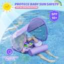 Mambobaby Baby Float with Canopy & Tail Non-Inflatable Baby Swim Float Upgrade Soft Infant Pool Float Sun Protection Newborn Pool Float 3-24 Months Skin-Friendly Material for Toddler Boys Girls, Small
