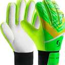 Sportout Kids Goalkeeper Gloves, Soccer Gloves with Double Wrist Protection and Non-Slip Wear Resistant Latex Material to Give Splendid Protection to Prevent Injuries (Green, 6)