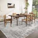 Area Rug 9x12 Washable Rug, Vintage Boho Medallion Rugs Non-Slip Soft Low Pile Large Distressed Rug Indoor Retro Carpet for Living Room Bedroom Dining Room Home Office (Grey, 9'x12')