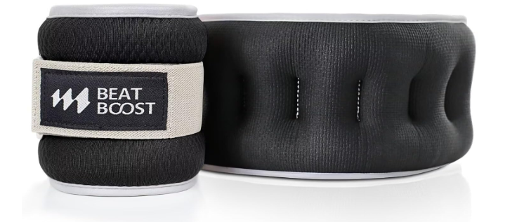 Ankle Wrist Weights for Women Men A Pair of 2 Lbs BeatBoost Arm Leg Weight Set with Adjustable Straps for Walking Pilates Exercise Workout Gym Aerobics Black