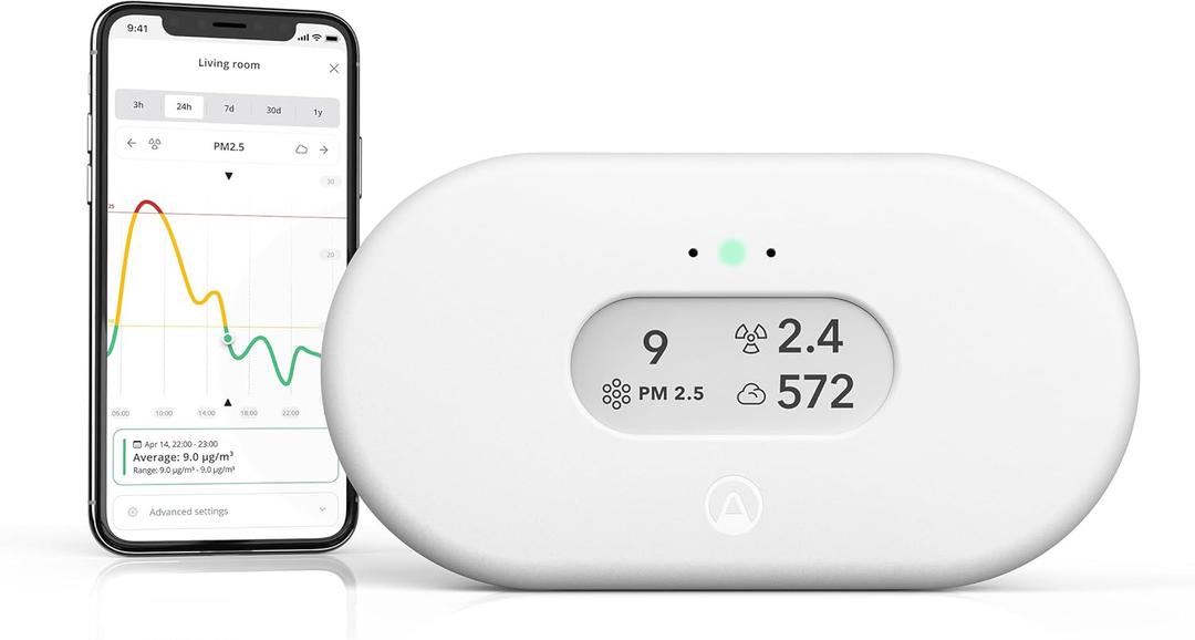 Airthings 2960 View Plus - Battery Powered Radon & Air Quality Monitor (PM, CO2, VOC, Humidity, Temp, Pressure), View Plus